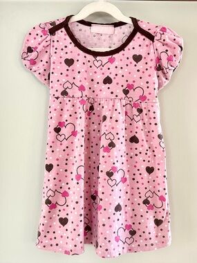 Vintage Kids Headquarters Toddler Girls Pink Heart Dress Size 6X Short Sleeve